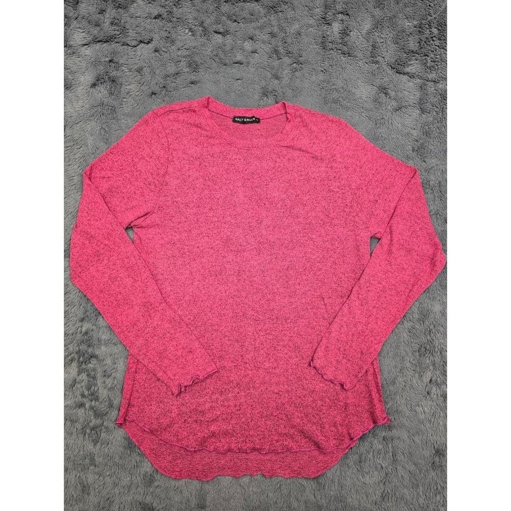 Nally & Millie Pink Marl Knit Long Sleeve High Low Top N506699 Large